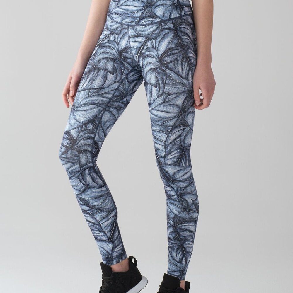 Lululemon Athletica Blue Leaf Print Leggings